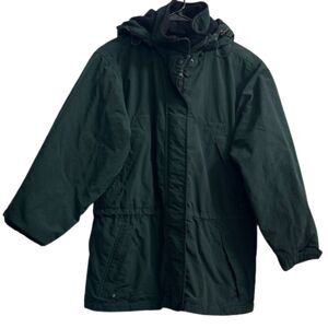 Eddie Bauer Chore Coat Womens XS Hooded Zip Outdoor Ski Barn Fleece Lined Green